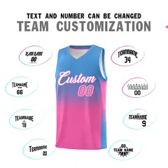 Powder Blue Pink Gradient Sports Uniform Basketball Jersey 4