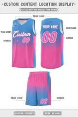 Powder Blue Pink Gradient Sports Uniform Basketball Jersey 5