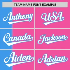 Powder Blue Pink Gradient Stripe Two-Button Softball Jersey 3