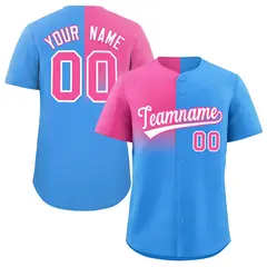 Powder Blue Pink Half Gradient Authentic Baseball Jersey 1