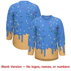 Powder Blue Pink Ice Cream Pattern V-Neck Hockey Jersey 7