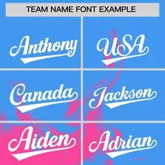 Powder Blue Pink Ink Pattern Authentic Baseball Jersey 3