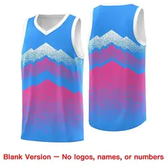 Powder Blue Pink Mountain Fade Gradient Basketball Jersey 6