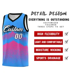 Powder Blue Pink Mountain Fade Gradient Basketball Jersey 2