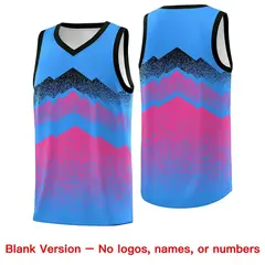 Powder Blue Pink Mountain Fade Gradient Basketball Jersey 6