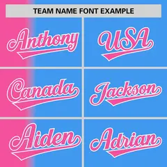 Powder Blue Pink Pinstripe Gradient Baseball Jersey 3