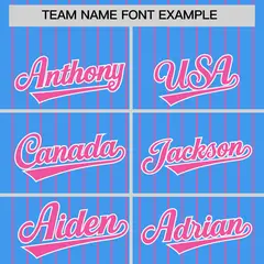Powder Blue Pink Pinstripe Two-Tone Baseball Jersey 3