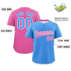 Powder Blue Pink Pinstripe Two-Tone Baseball Jersey 2