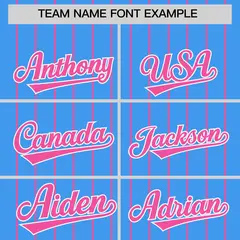 Powder Blue Pink Pinstripe Two-Tone Baseball Jersey 3