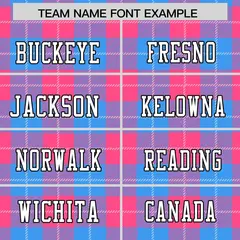 Powder Blue Pink Plaid Pattern Authentic Football Jersey 3