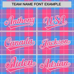 Powder Blue Pink Plaid Varsity Letterman Baseball Jacket 3