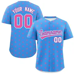 Powder Blue Pink Polka Dot Graffiti Baseball Jersey 1