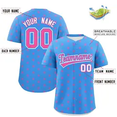 Powder Blue Pink Polka Dot Graffiti Baseball Jersey 2