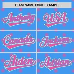 Powder Blue Pink Polka Dot Graffiti Baseball Jersey 3