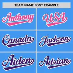 Powder Blue Pink-Purple Gradient Side Baseball Jersey 3