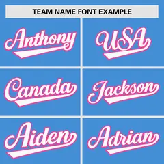 Powder Blue Pink Raglan Sleeves Authentic Baseball Jersey 3