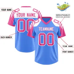 Powder Blue Pink Raglan Sleeves Authentic Football Jersey 2