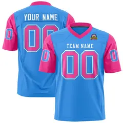 Powder Blue Pink Raglan Sleeves Authentic Football Jersey 1
