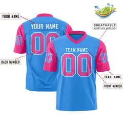 Powder Blue Pink Raglan Sleeves Authentic Football Jersey 2