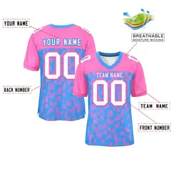 Powder Blue Pink Raglan Sleeves Camo Football Jersey 2