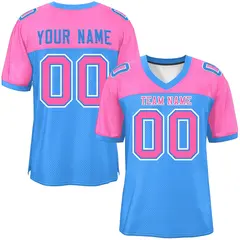 Powder Blue-Pink Raglan Sleeves Football Jersey 1