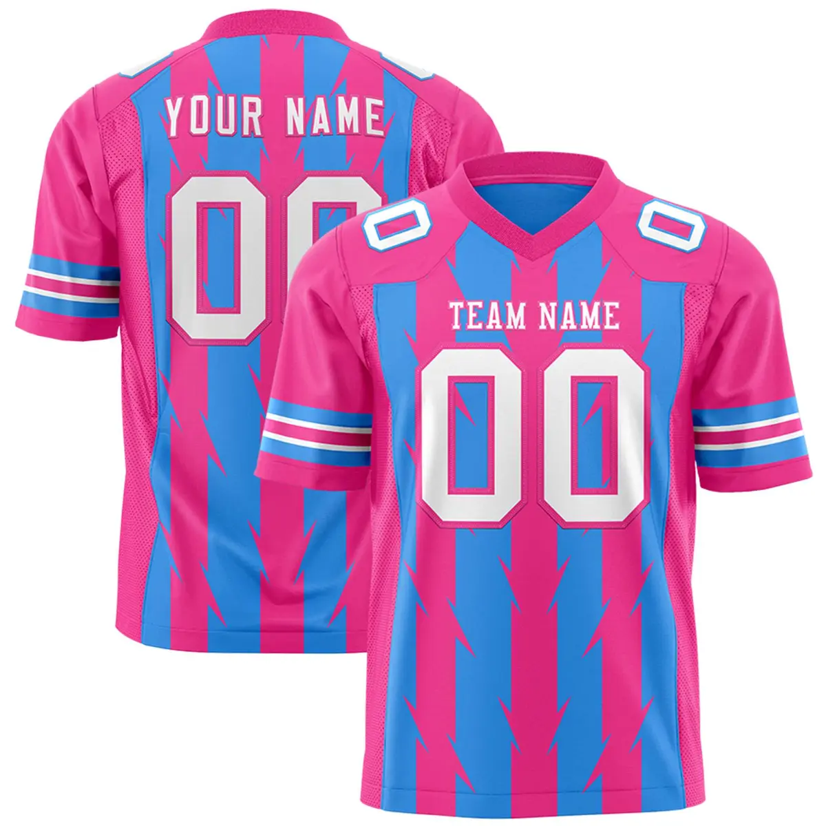 Powder Blue Pink Razr Stripe Graffiti Flag Football Jersey