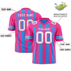 Powder Blue Pink Razr Stripe Graffiti Flag Football Jersey 2