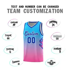 Powder Blue Pink-Royal Flame Gradient Basketball Jersey 4