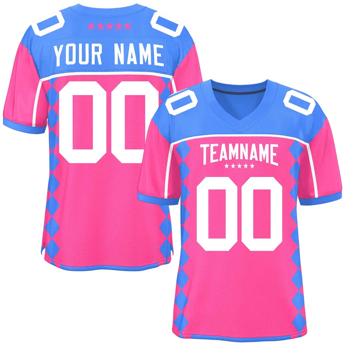 Powder Blue Pink Side Blocks Raglan Football Jersey