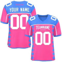 Powder Blue Pink Side Blocks Raglan Football Jersey