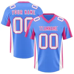 Powder Blue Pink Side Stripe Authentic Football Jersey 1
