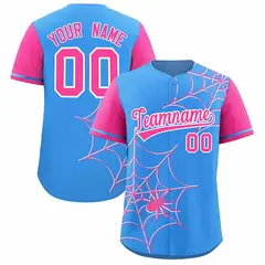 Powder Blue Pink Spider Web Raglan Baseball Jersey 1