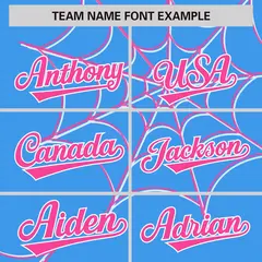 Powder Blue Pink Spider Web Raglan Baseball Jersey 3