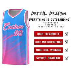 Powder Blue Pink Splash Basketball Uniforms Summer Camp 2