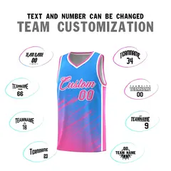 Powder Blue Pink Splash Basketball Uniforms Summer Camp 4