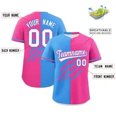 Powder Blue Pink Split Tiger Claw Scratch Baseball Jersey 2