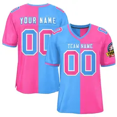 Powder Blue Pink Split Two Tone Authentic Football Jersey