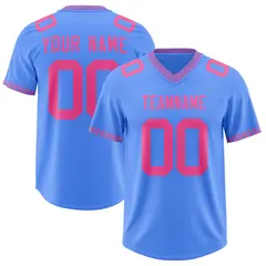 Powder Blue Pink Square Neckline Football Jersey 1