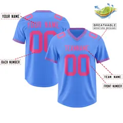 Powder Blue Pink Square Neckline Football Jersey 2