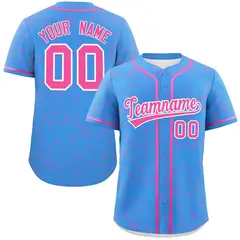 Powder Blue Pink Star Graffiti Baseball Jersey 1