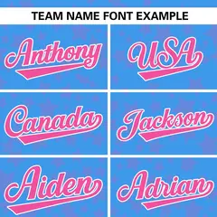 Powder Blue Pink Star Graffiti Baseball Jersey 3