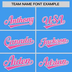 Powder Blue Pink Star Ribbing Authentic Baseball Jersey 3