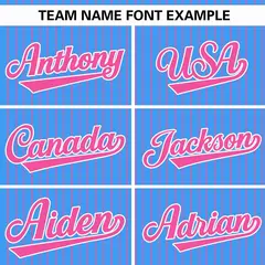 Powder Blue Pink Stripe Authentic Pullover Baseball Jersey 3