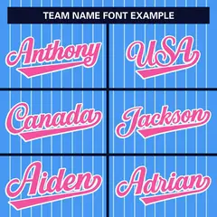 Powder Blue Pink Stripe Full Button Baseball Jersey 3