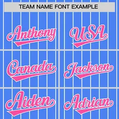 Powder Blue Pink Stripe Raglan Baseball Jersey 3