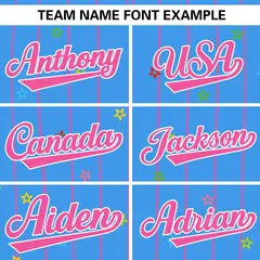 Powder Blue Pink Stripe Star Pattern Baseball Jersey 3