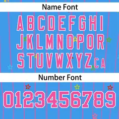 Powder Blue Pink Stripe Star Pattern Baseball Jersey 4