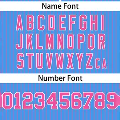 Powder Blue Pink Stripe Two-Button Softball Jersey 3