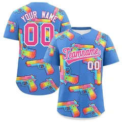 Powder Blue Pink Sugar-Coated Firepower Graffiti Baseball Jersey 1