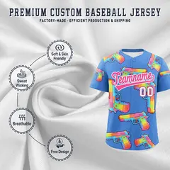 Powder Blue Pink Sugar-Coated Firepower Graffiti Baseball Jersey 3